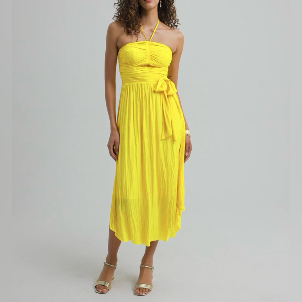 NWT WHBM Strapless Pleated Tie-Waist Dress